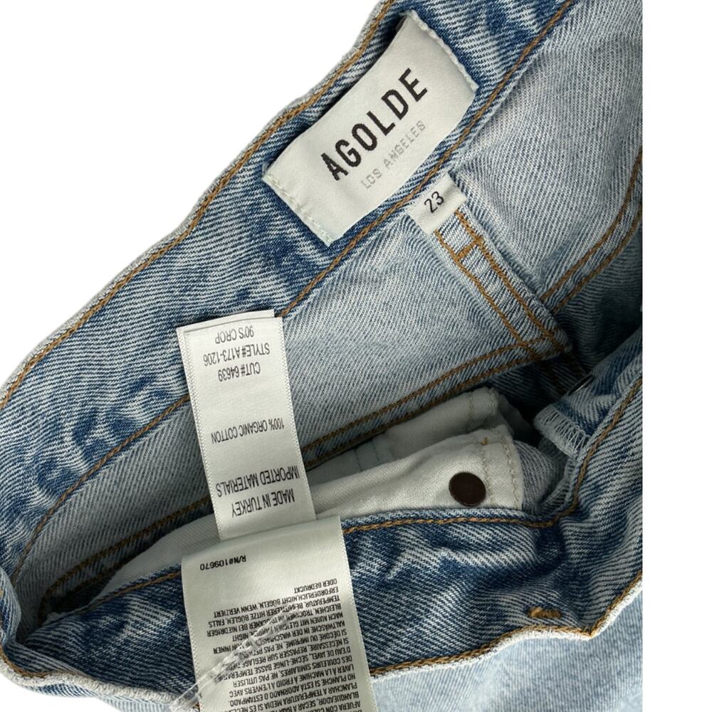 Agolde Distressed Blue 90s Crop Denim Jeans Size 23 - Picture 4 of 4